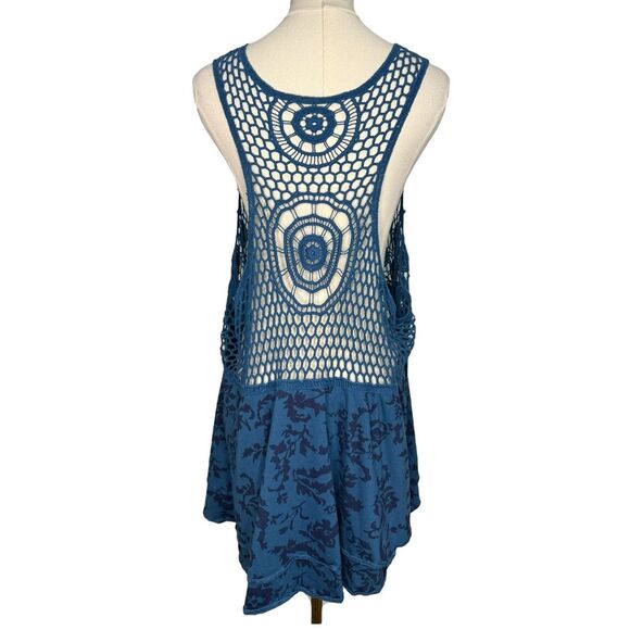 Denim 24/7 Women’s Large Crochet Top Blue Open Front Tie Whimsigoth Fairy Y2K - Picture 7 of 8